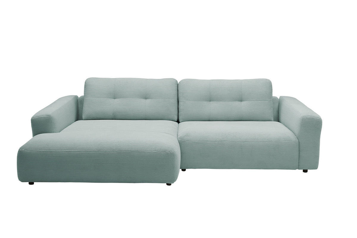 ECKSOFA XL MIKA Hellblau Cord - Schwarz/Hellblau, Kunststoff/Textil (296/167cm) - KAWOLA