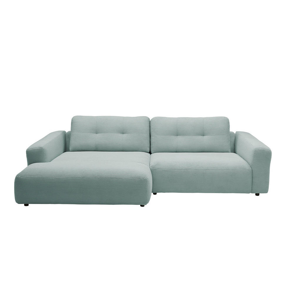 Thumbnail - Kawola Ecksofa, Hellblau, Schwarz, Textil, Echtholz, 3-Sitzer, Füllung: Kaltschaum, Ottomane links, L-Form, 276x167 cm, ...