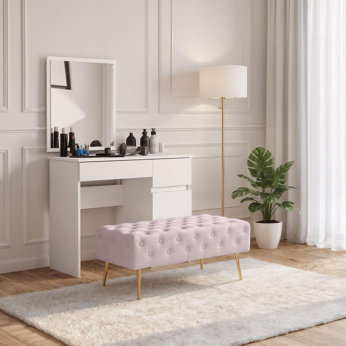 SITZHOCKER MONACO, Rosa, T100xB41xH42 - Pink, Holz (41/42/100cm) - Milordbikes