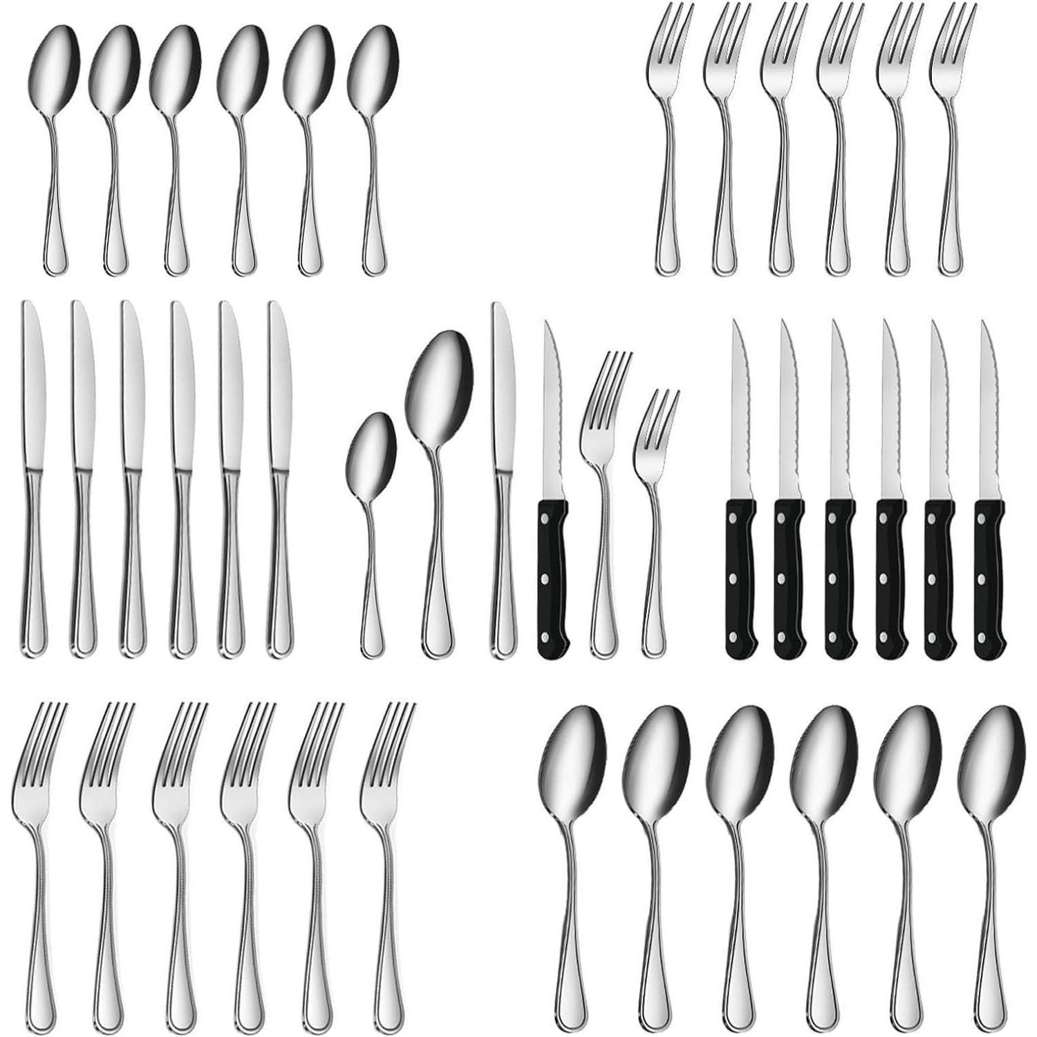 BESTECKSET 36-teiliges Set Edelstahl Hochglanzpoliert für 6 Personen - Silberfarben, Metall