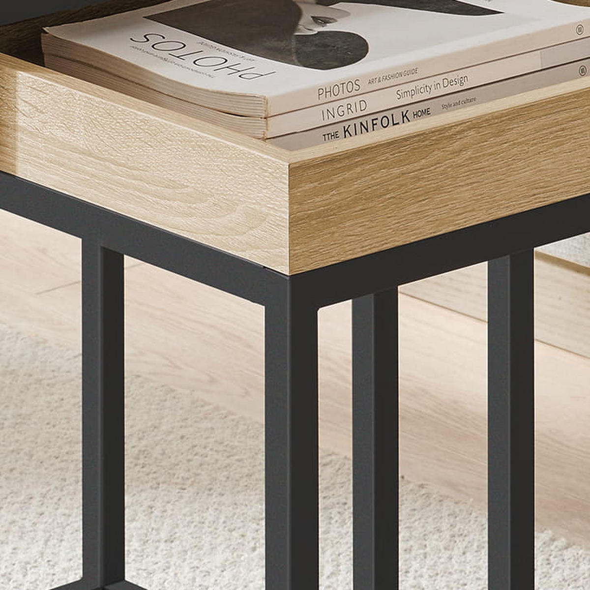 OFF-TISCH-SET 2 teile, sonoma-eiche/schwarz - Sonoma Eiche, Holzwerkstoff (40/45/55cm) - A2A Home