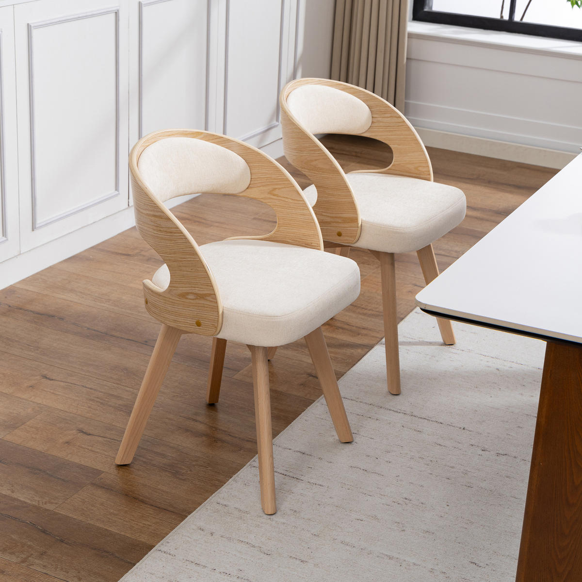ESSZIMMERSTUHL 2er-Set drehbar 44 x 41 x 75 cm Beige Leinen - Beige, Holz (44/72/41cm) - Meubliv