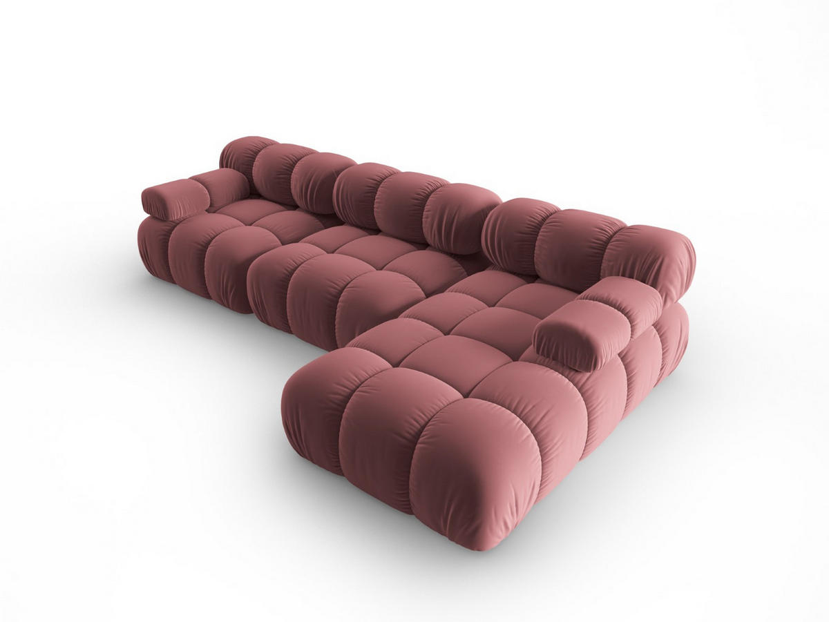 MODULARES-ECKSOFA rechts Bellis aus Samt rosa 4 Sitzplätze - Pink, Textil (122/285cm) - Micadoni