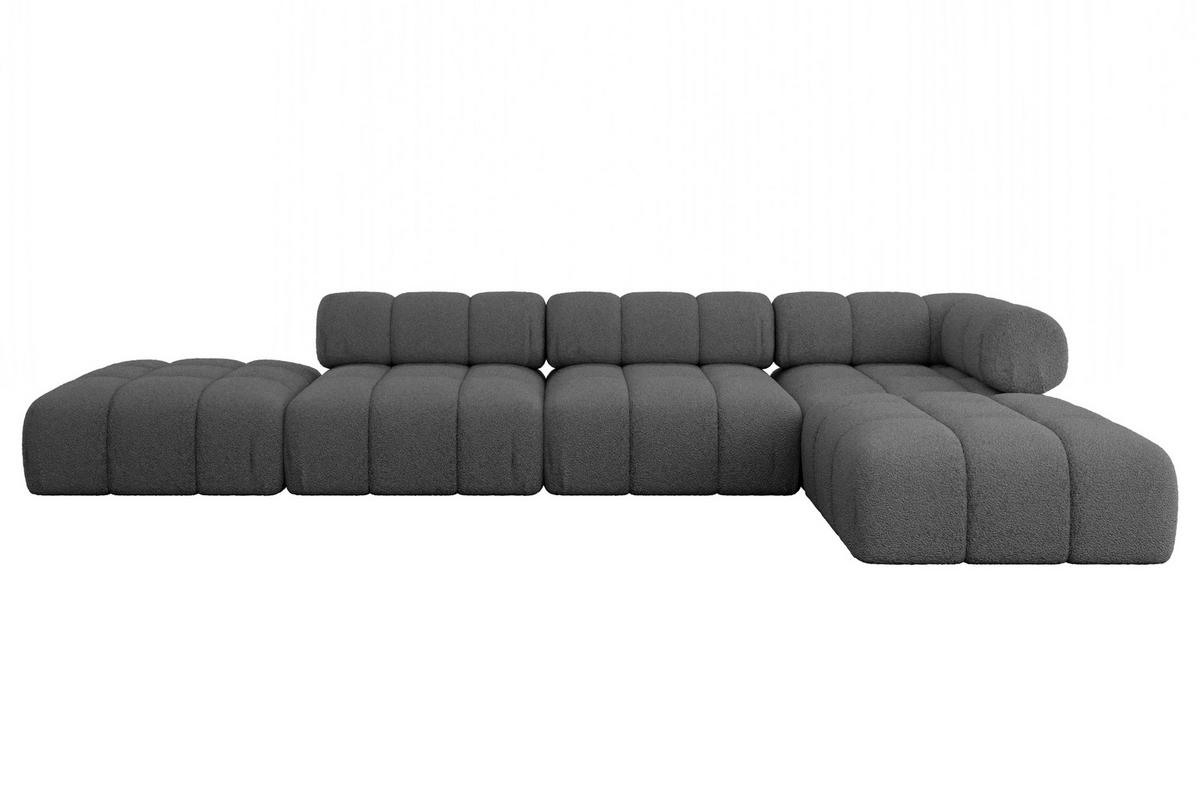 ECKSOFA modulares Sofa Kerru-L2 - 380x190x70 cm Grau Bouclé - Grau, Holzwerkstoff/Textil (380/190cm) - ALTDECOR