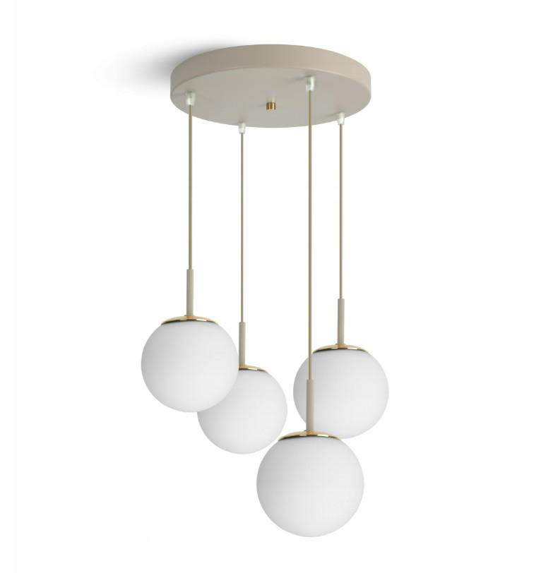 PENDELLEUCHTE ECRU II - Beige/Goldfarben, Glas/Metall (40/40/100cm) - kiki design