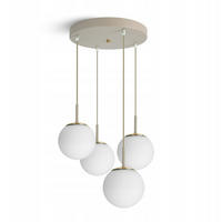 PENDELLEUCHTE ECRU II - Beige/Goldfarben, Glas/Metall (40/40/100cm) - kiki design