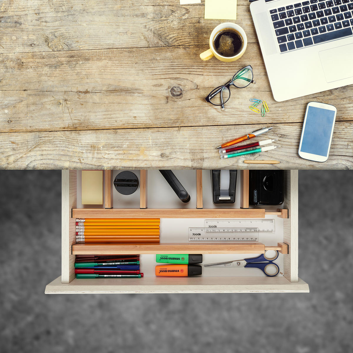 10tlg.SCHUBLADENTRENNER - Hellbraun, Holz/Kunststoff (56.5/6/2cm) - Relaxdays