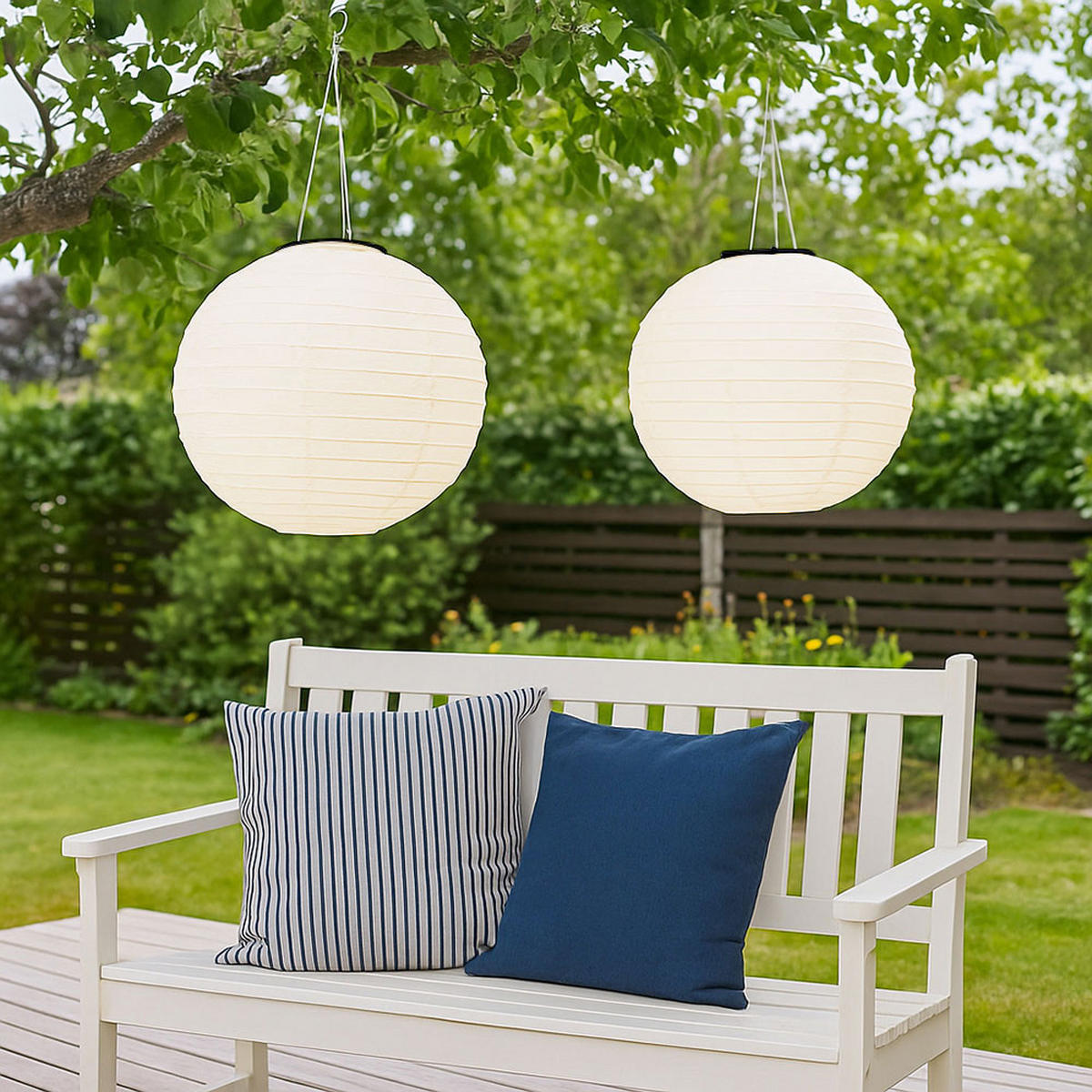 LED AUSSENHÄNGELEUCHTE Lampion Beige 2er Set - Beige, Metall (30/30/55cm) - Globo Lighting