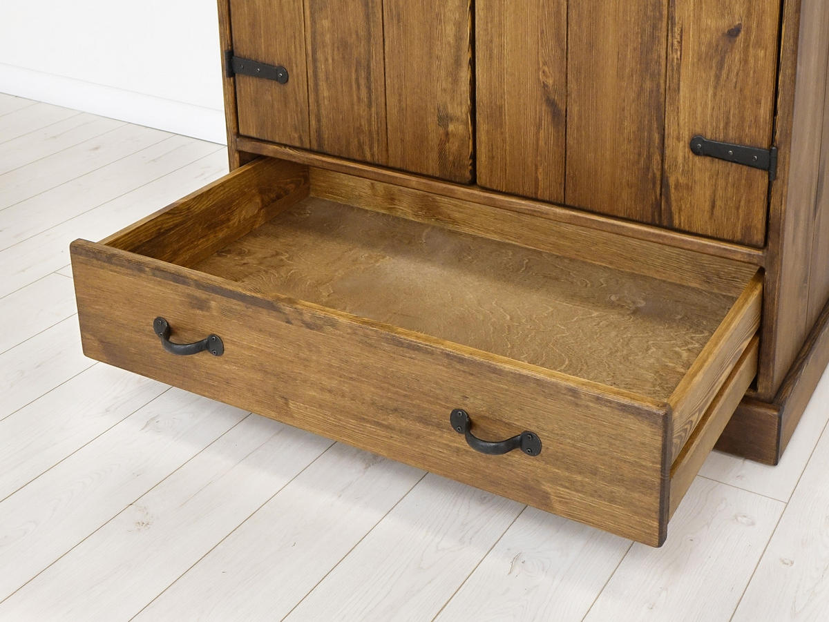 KLEIDERSCHRANK aus Massivholz Rustyk 2D - Dunkelbraun/Schwarz, Holz (105/190/60cm) - Seart