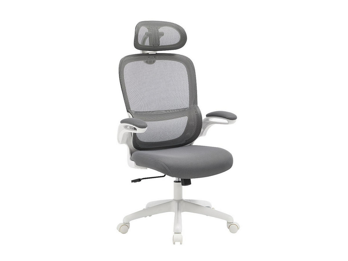 BÜROSESSEL - 63.5 x 63.5 - stoff - grau, weiß Nirano - Weiß, Textil (63.5/124/63.5cm) - Vente-Unique