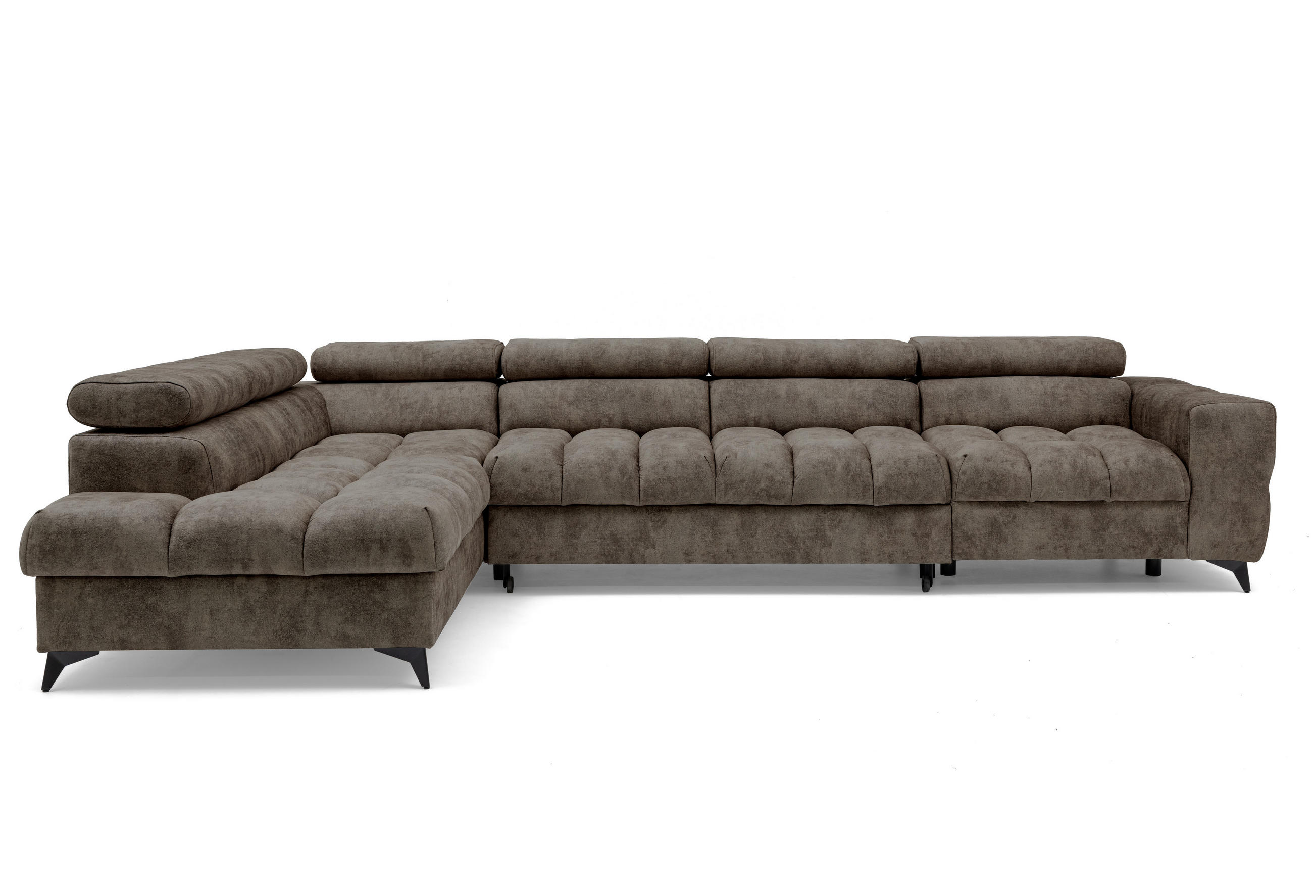 ECKSOFA Pudding Maxi mit Schlaffunktion und Bettkasten - Braun, Textil (350/203cm) - Muffo