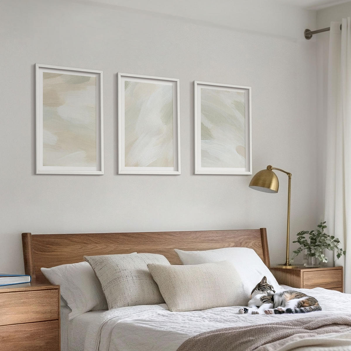 WANDBILDER 3er-Set - 40x60 cm Weißer Rahmen - Leuchtende Farben, abstrakter Boho-Stil - Weiß, Kunststoff (40/60cm) - ArtPrintCave