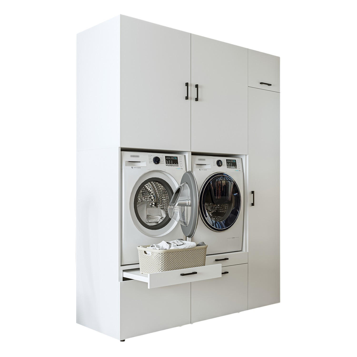 WASCHMASCHINENSCHRANK Serie 2 179cm Breit, 240cm Hoch - Eichefarben, Holzwerkstoff (179/240/67cm)