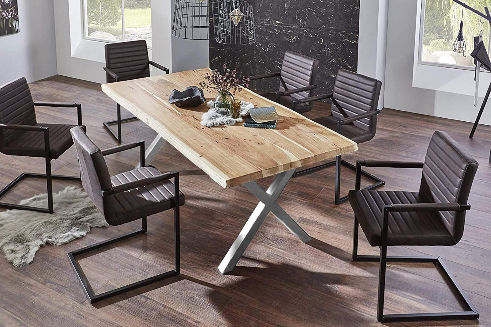 ESSTISCH XEREZ - Beige/Silberfarben, Holz/Metall (100/200/79cm) - SAM