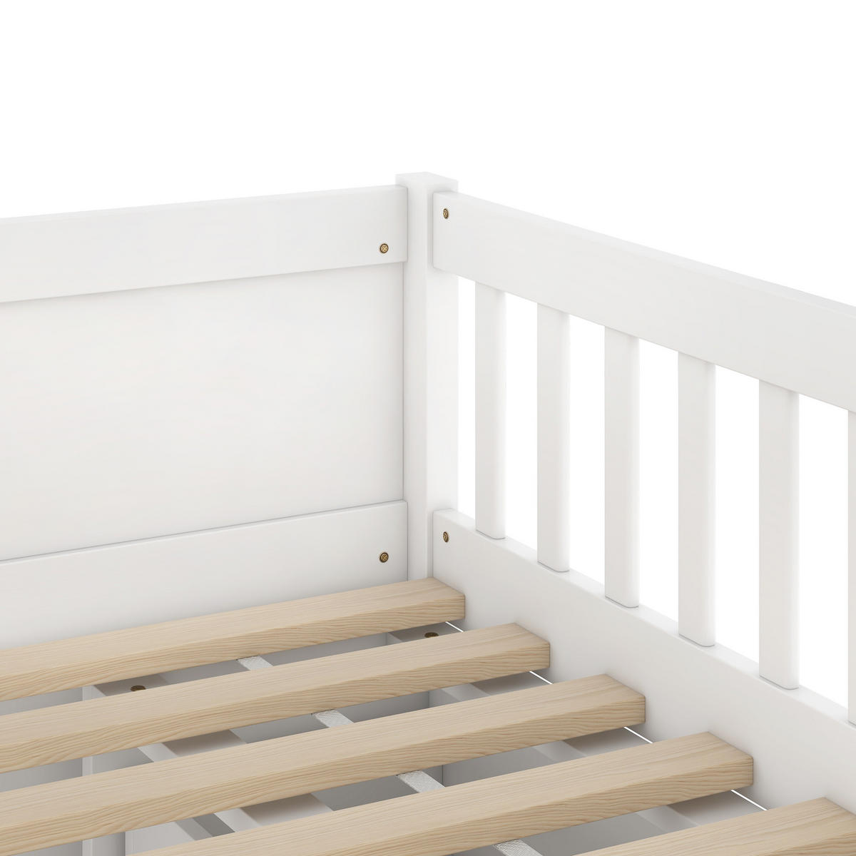 HOCHBETT 90/200 cm weiß mit 4 Schubladen und Sicherheitsgeländer - Weiß, Holz (90/200cm) - OKWISH