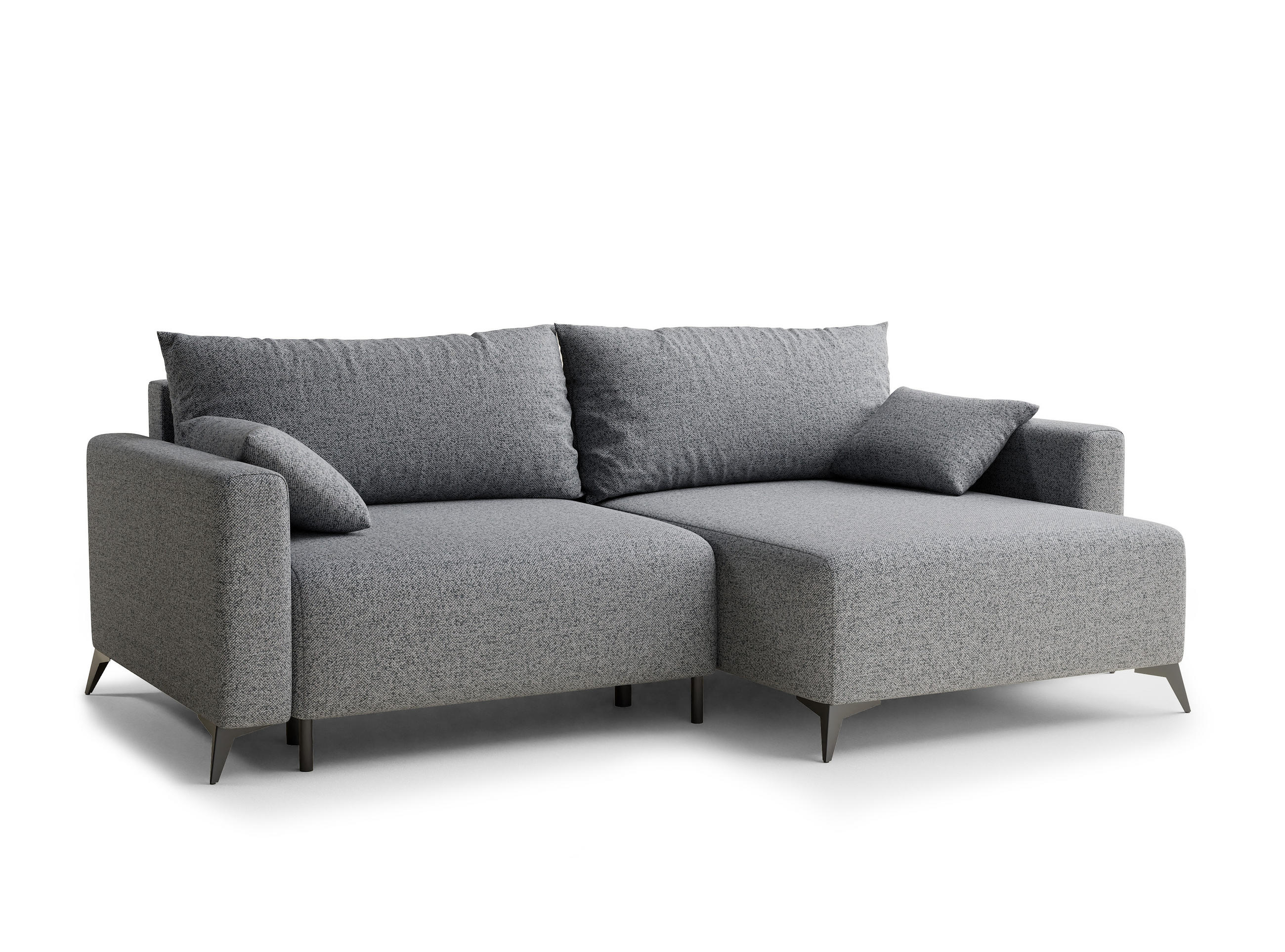 ECKSOFA MIT SCHLAFFUNKTION Leon Grau Webstoff - Schwarz/Grau, Holz/Holzwerkstoff (239/148cm) - Maison de Reve