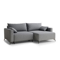ECKSOFA MIT SCHLAFFUNKTION Leon Grau Webstoff - Schwarz/Grau, Holz/Holzwerkstoff (239/148cm) - Maison de Reve