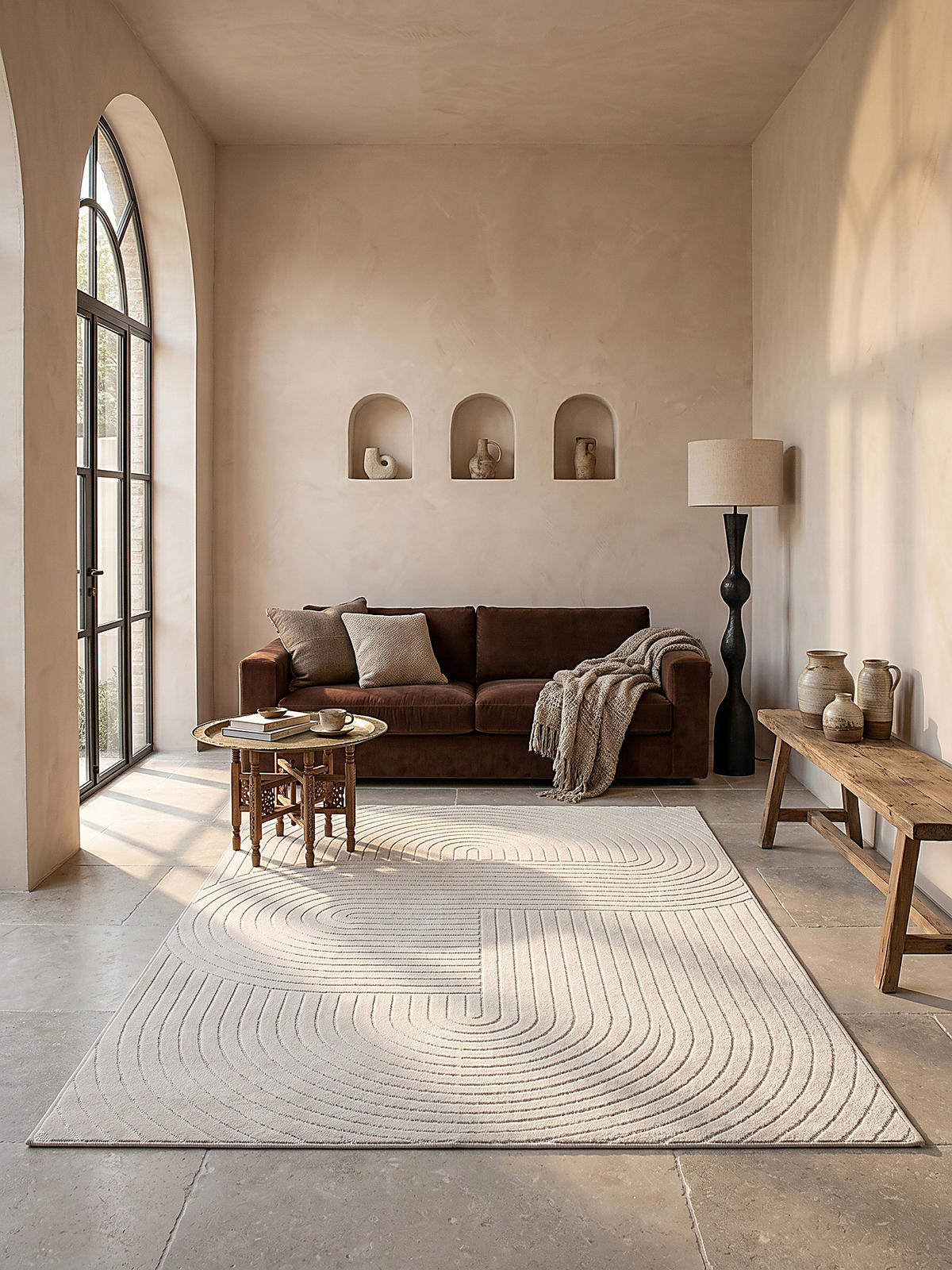 TEPPICH Outdoor Geometrisch MEZEN Polypropylen Creme 200 x 280 cm - Beige, Textil (200/280cm) - KADIMA DESIGN