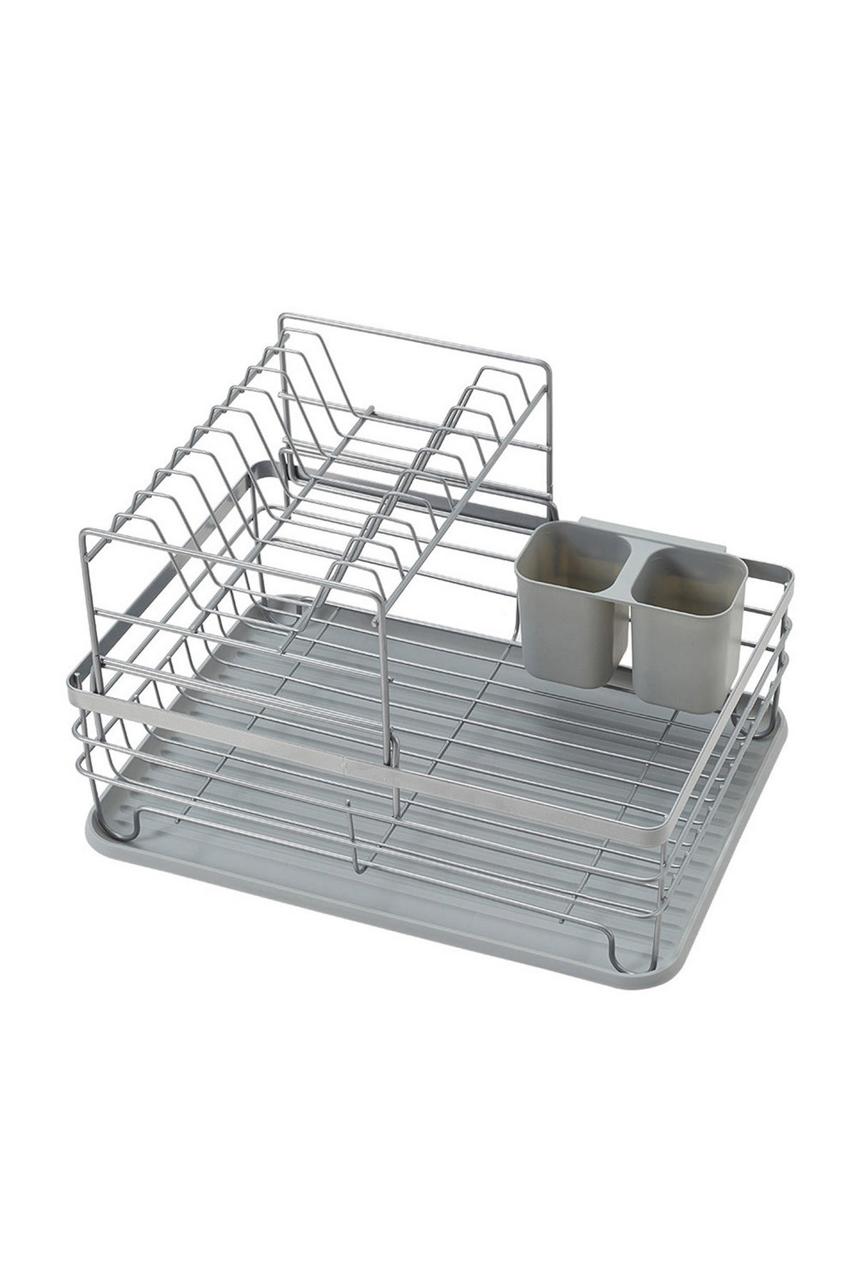 GESCHIRRABTROPFGESTELL Zweistufiges aus Eisen, PP in Silbergrau Schnelleres Trocknen Leicht zu montieren 43 x 32 x 27 cm - Silberfarben, Metall (43/27/32cm) - Livingandhome