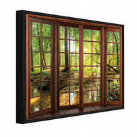 BILDER mit Rahmen 3D-Fenster Wald Grün 60x40 cm - Multicolor, Holzwerkstoff (60/40cm) - Wallarena