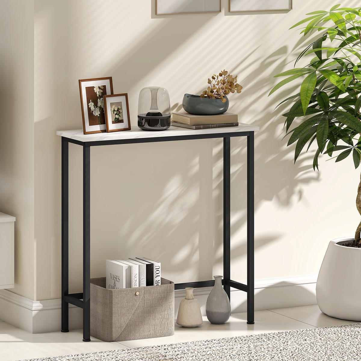 KONSOLENTISCH Spanplatte Metall Schwarz - Schwarz, Holzwerkstoff (75/24/76cm) - HOMCOM