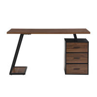 SCHREIBTISCH Dunkelbraun 135,5/58/75 cm mit 3 Schubladen und Metallrahmen - Dunkelbraun, Holzwerkstoff (58/135.5/75cm) - PANGIVO
