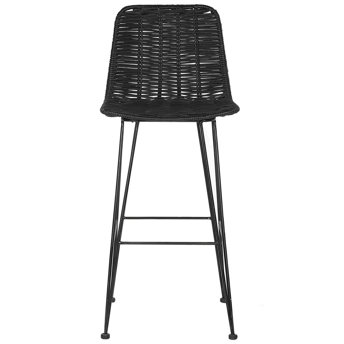 BARHOCKER 2er-Set Rattan Schwarz Cassita - Schwarz, Naturmaterialen/Metall (43/103/47cm) - Beliani