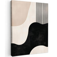 LEINWANDBILD Abstrakt - Japandi - Beige - Modern 30x40 cm - Schwarz, Textil (30/40cm) - MuchoWow