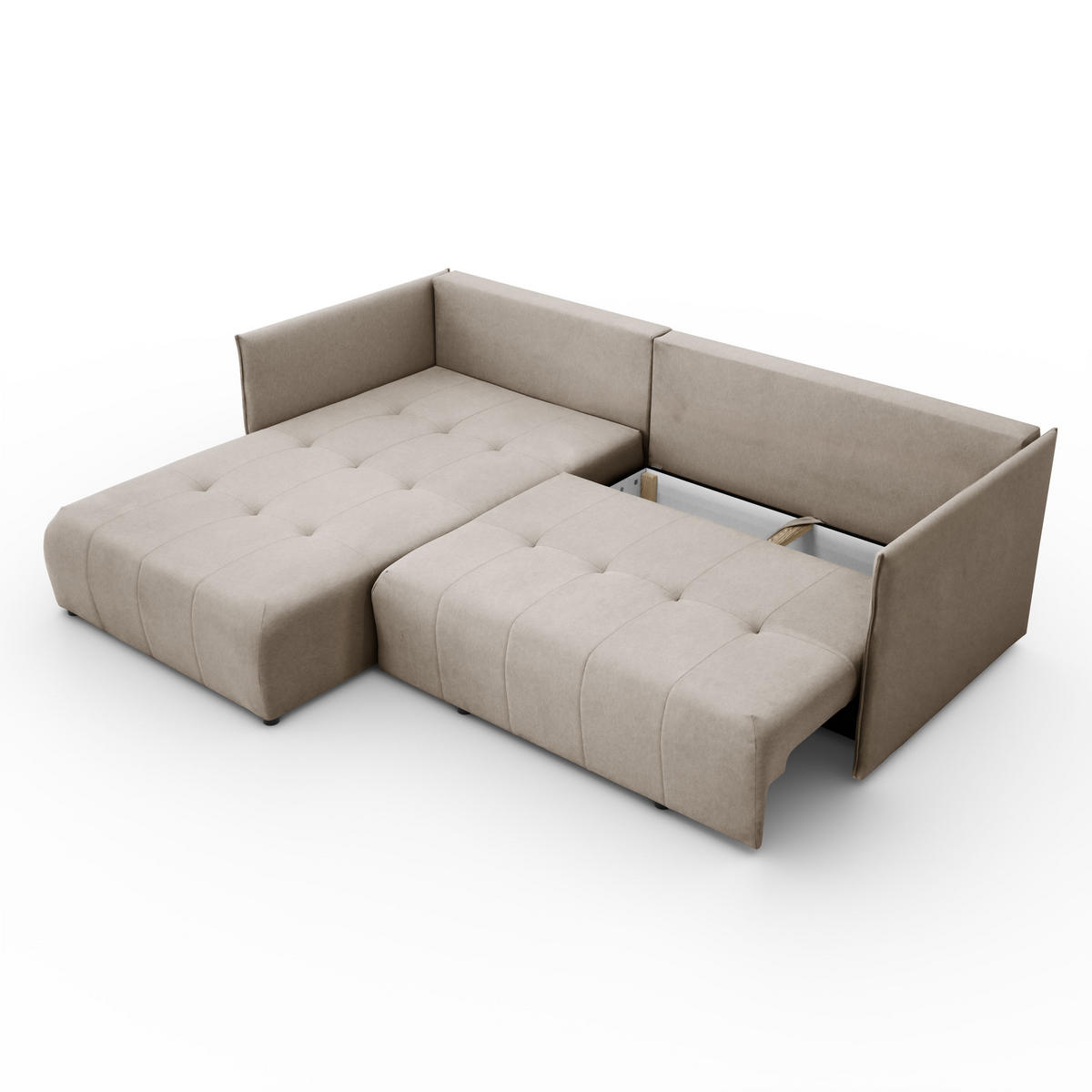 ECKSOFA L-Form Hannover stoff Castel Beige Links - Beige, Holz (188/246cm) - Kaiser Möbel