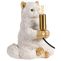 TISCHLAMPE Katze Weiß Yoko - Messingfarben/Weiß, Kunststoff (23/21/26cm) - Beliani