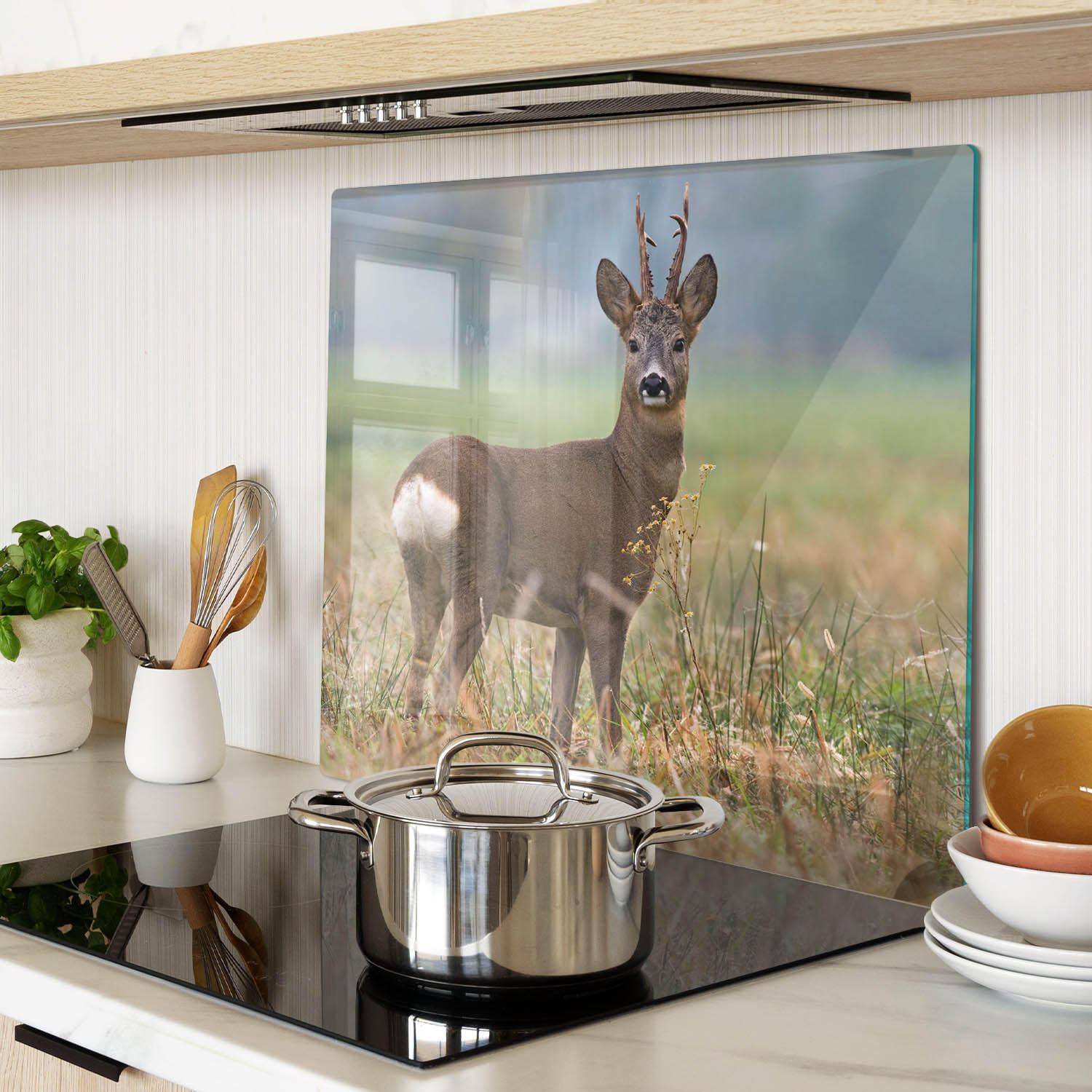 GLASPLATTE 60x52 cm Reh - Braun/Grün, Glas (60/0.4/52cm) - TULUP