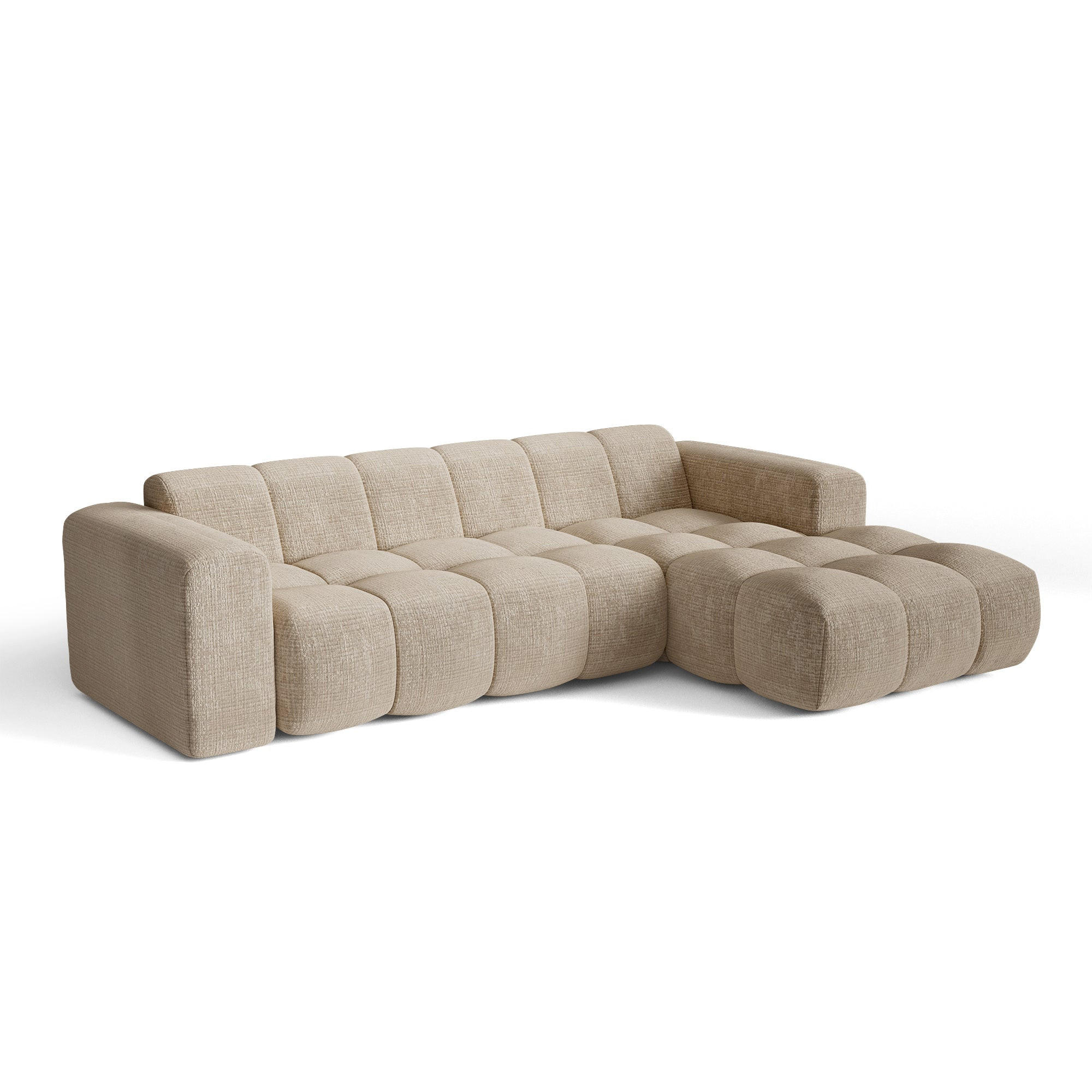 ECKSOFA rechtwinklig BLOOM Geprägter Samt Beige 290cm - Beige, Textil (290/164cm) - Premium Interiors