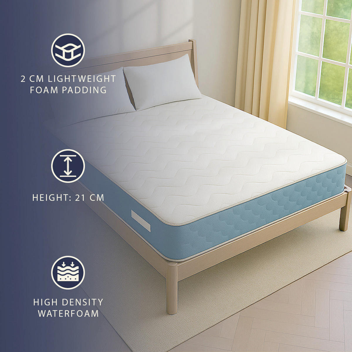 ORTOPEDSKI madrac 80x190 cm, visina 21 cm ; Ergonomski i prozračan - bijela, tekstil (80/190cm) - The White Stone