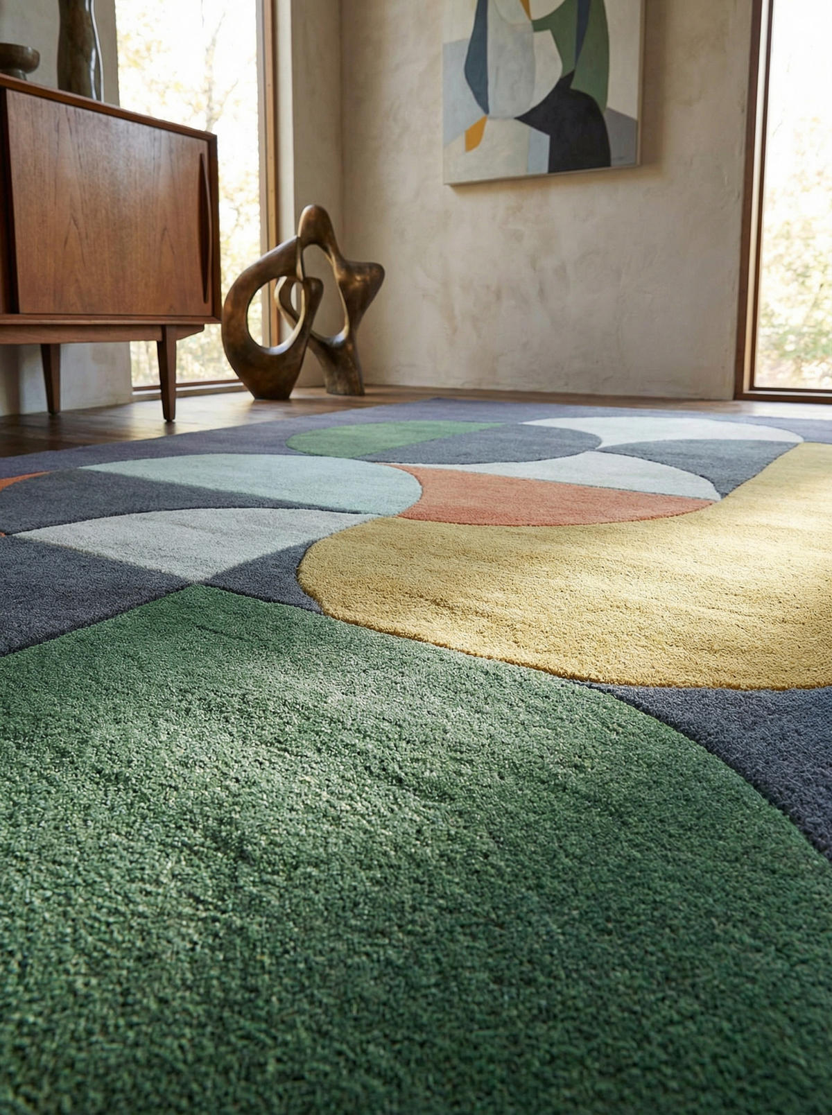 TEPPICH Schurwolle handgetuftet geometrisch HULL-Beverley, Dunkelblau 200x300 cm - Multicolor, Textil (200/300cm) - KADIMA DESIGN