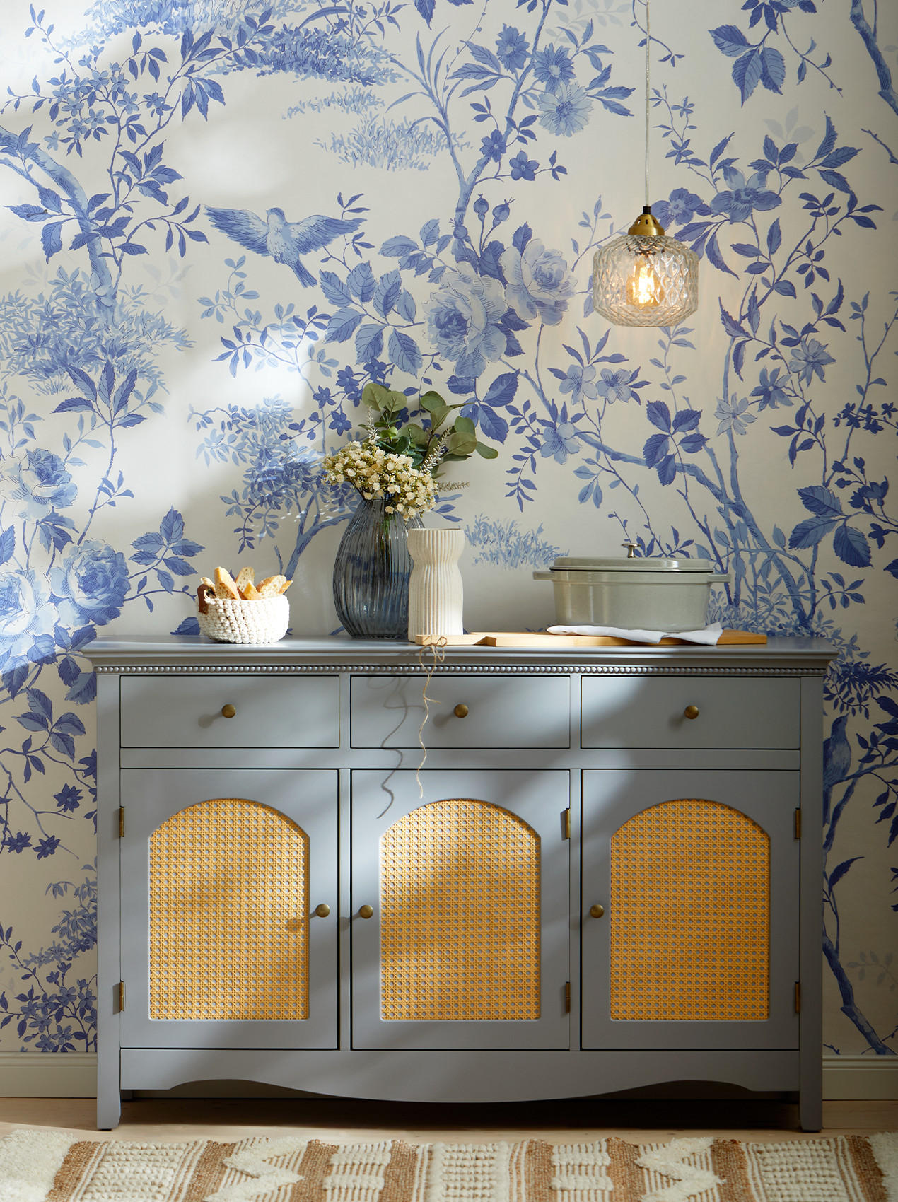 Sideboard in Grau, Naturfarben