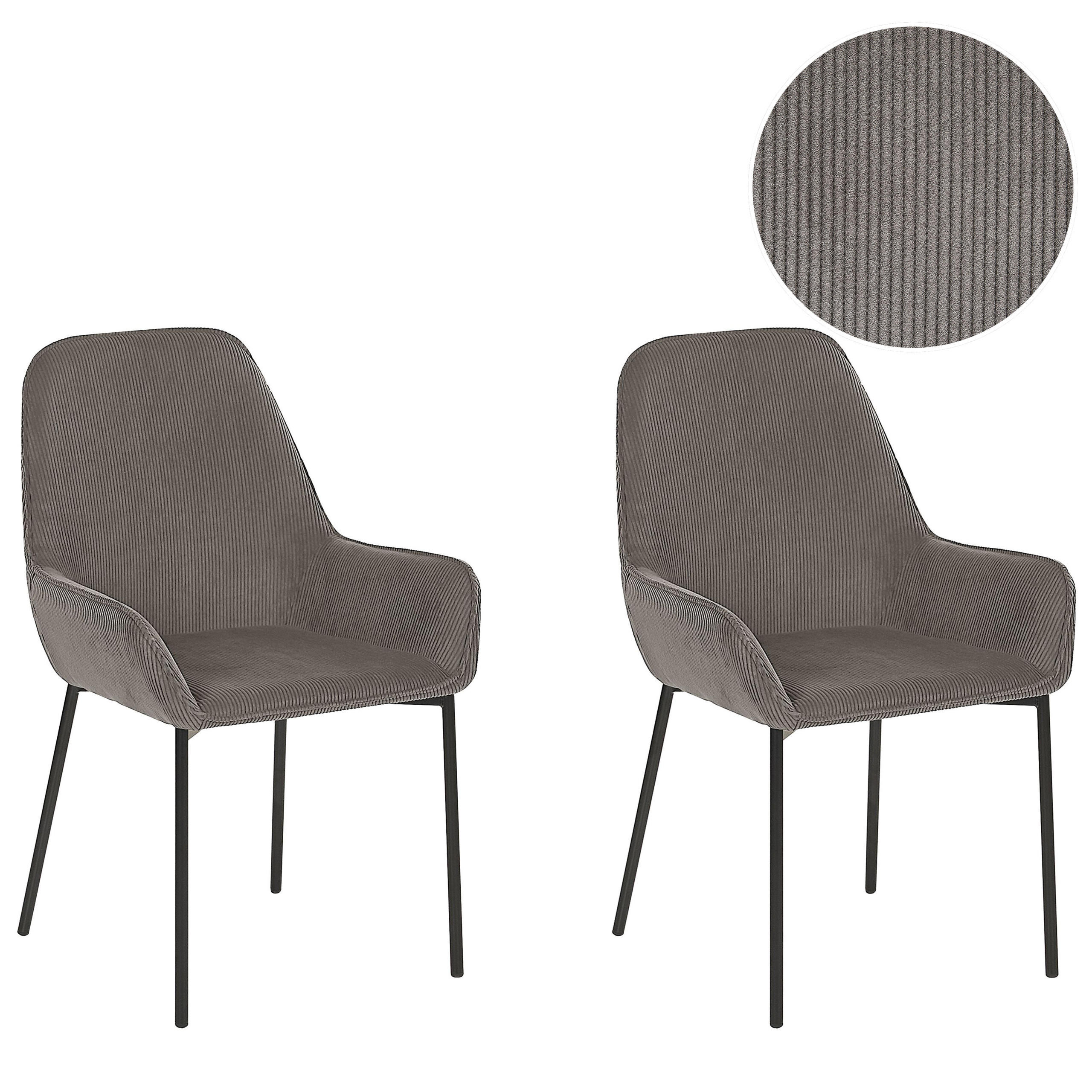 ÉTKEZŐSZÉK 2 darabos Szett Kordbársony Szürke Loverna - szürke, textil/fém (56/89/59cm) - Beliani