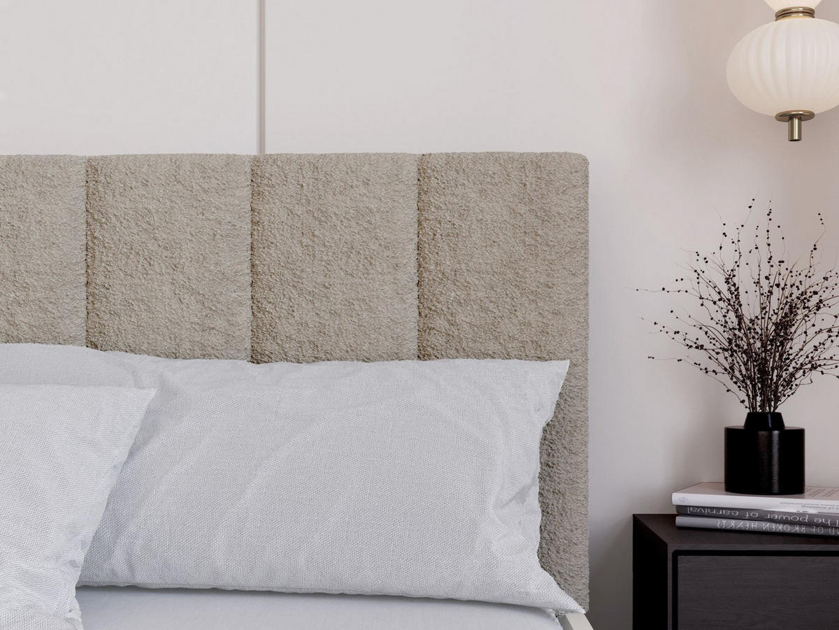 BETT Weiß STYLE Mit Matratze Gepolsterter Beiger Kopfteil 120x200 cm - Beige, Textil (120/200cm) - Sepro Meble