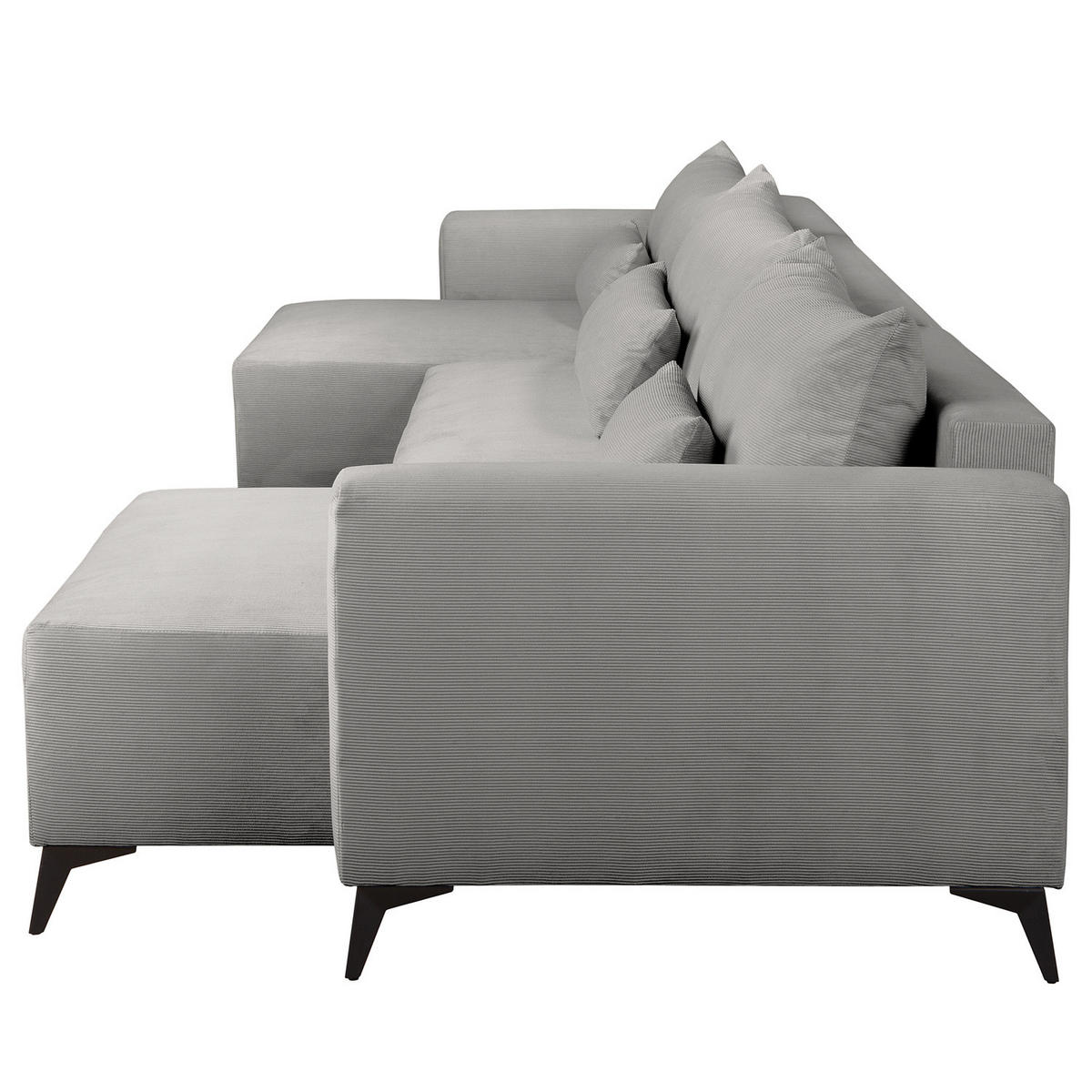 WOHNLANDSCHAFT - Schwarz/Grau, Textil (382/81/148cm) - home24