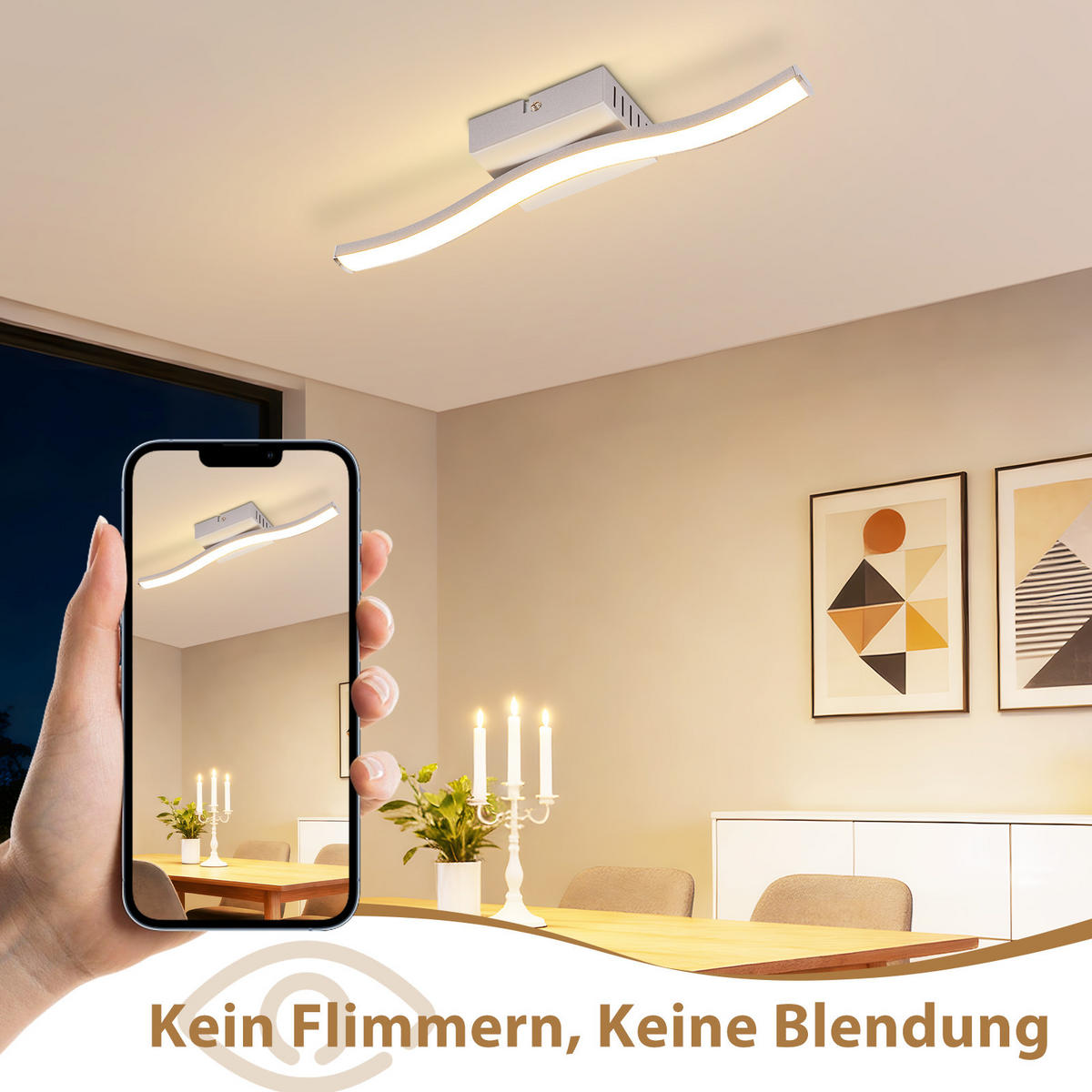 LED DECKENLEUCHTE Nimbus 34.5/7/5.5 cm - Silberfarben, Kunststoff (34.5/7/5.5cm) - ZMH