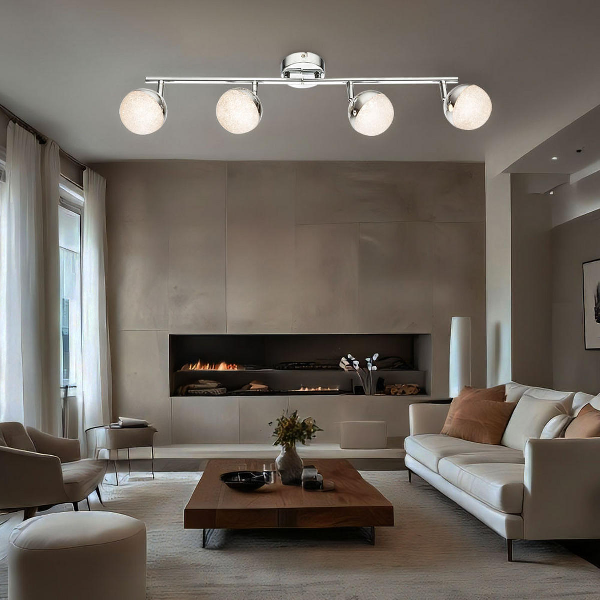 LED DECKENLEUCHTE Utila Chrom Silber - Silberfarben, Metall (60/8.5/17.5cm) - Globo Lighting