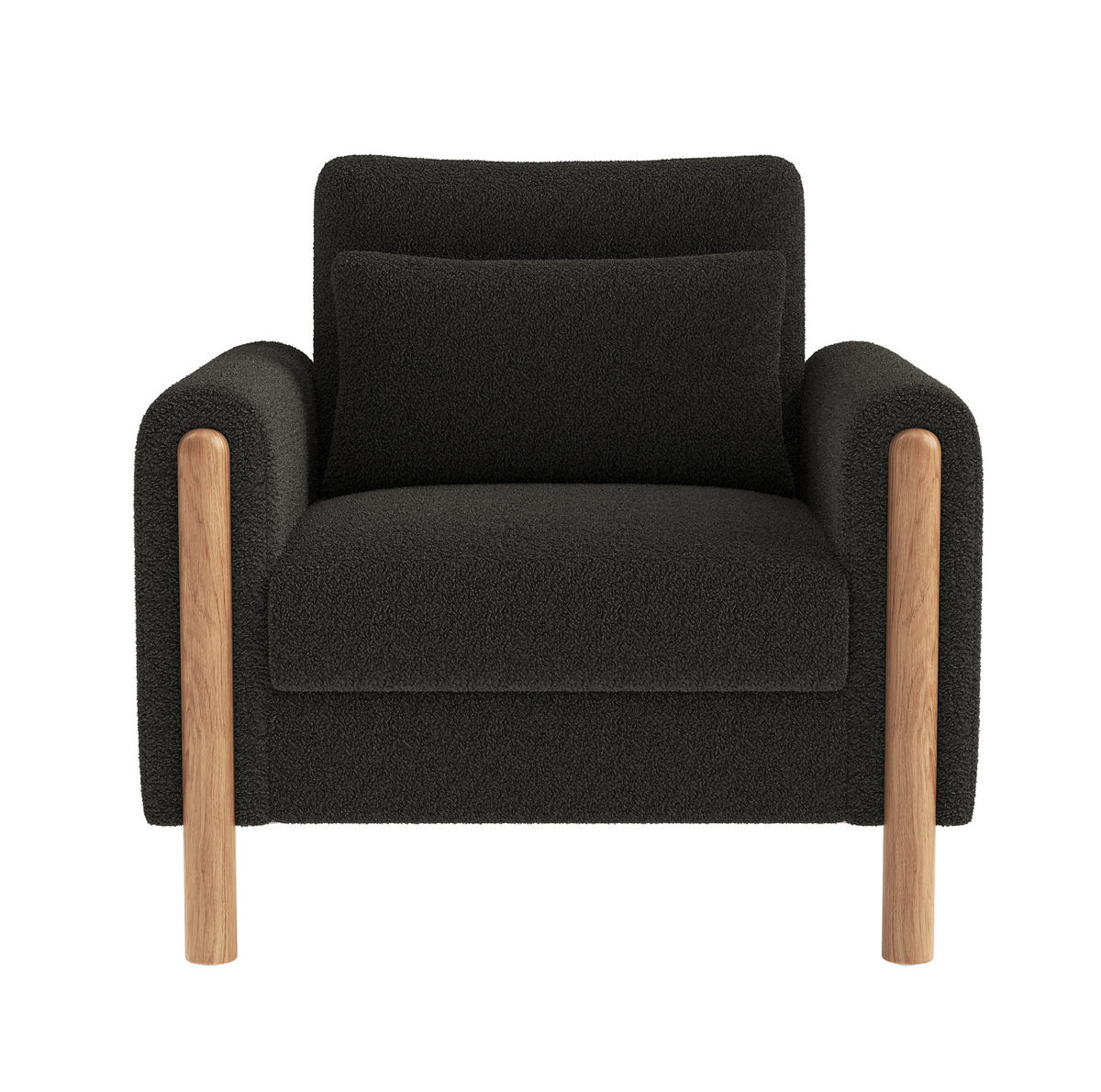 SESSEL 87/83/88,5 cm in Dunkelgrau aus Teddy mit Massivholzrahmen - Dunkelgrau, Textil (83/88.5/87cm) - Flora Grace