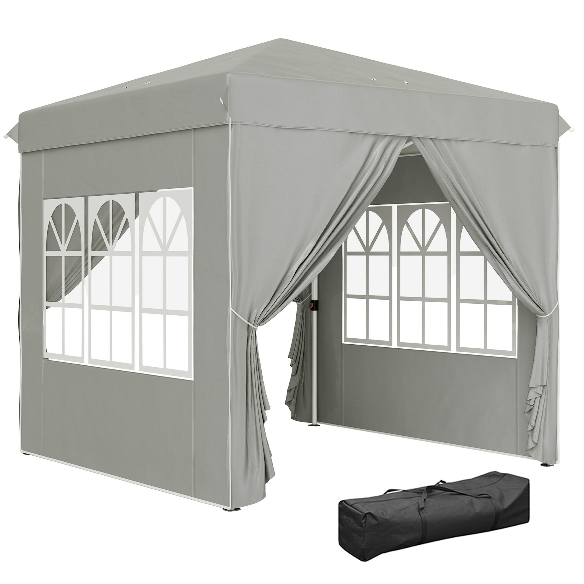 PAVILLON 2,5 x 2,5 cm - Hellgrau, Metall (248/270/248cm) - Outsunny