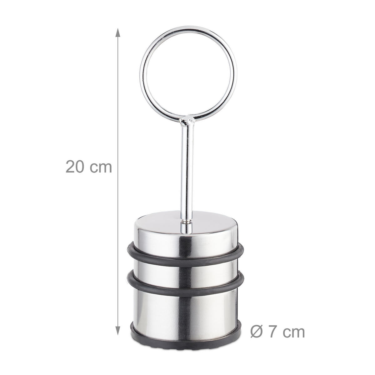 TÜRSTOPPER Silber Schwarz 2er-Set Edelstahl - Silberfarben, Kunststoff/Metall (7/7cm) - Relaxdays