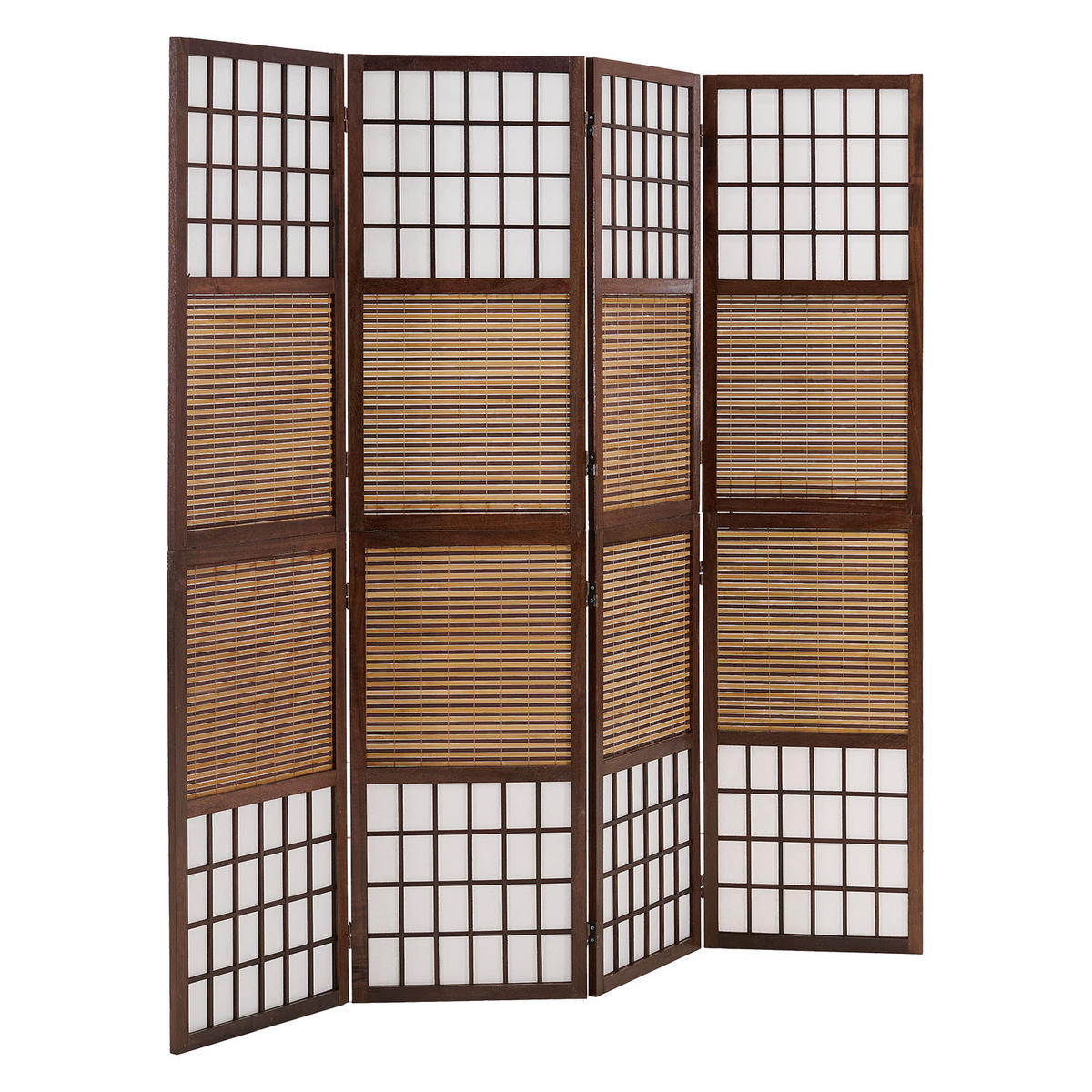 PARAVENT 4-tlg. 176/175 cm Braun Bambuslamellen - Braun, Holz (176/175/2cm) - Homestyle4u