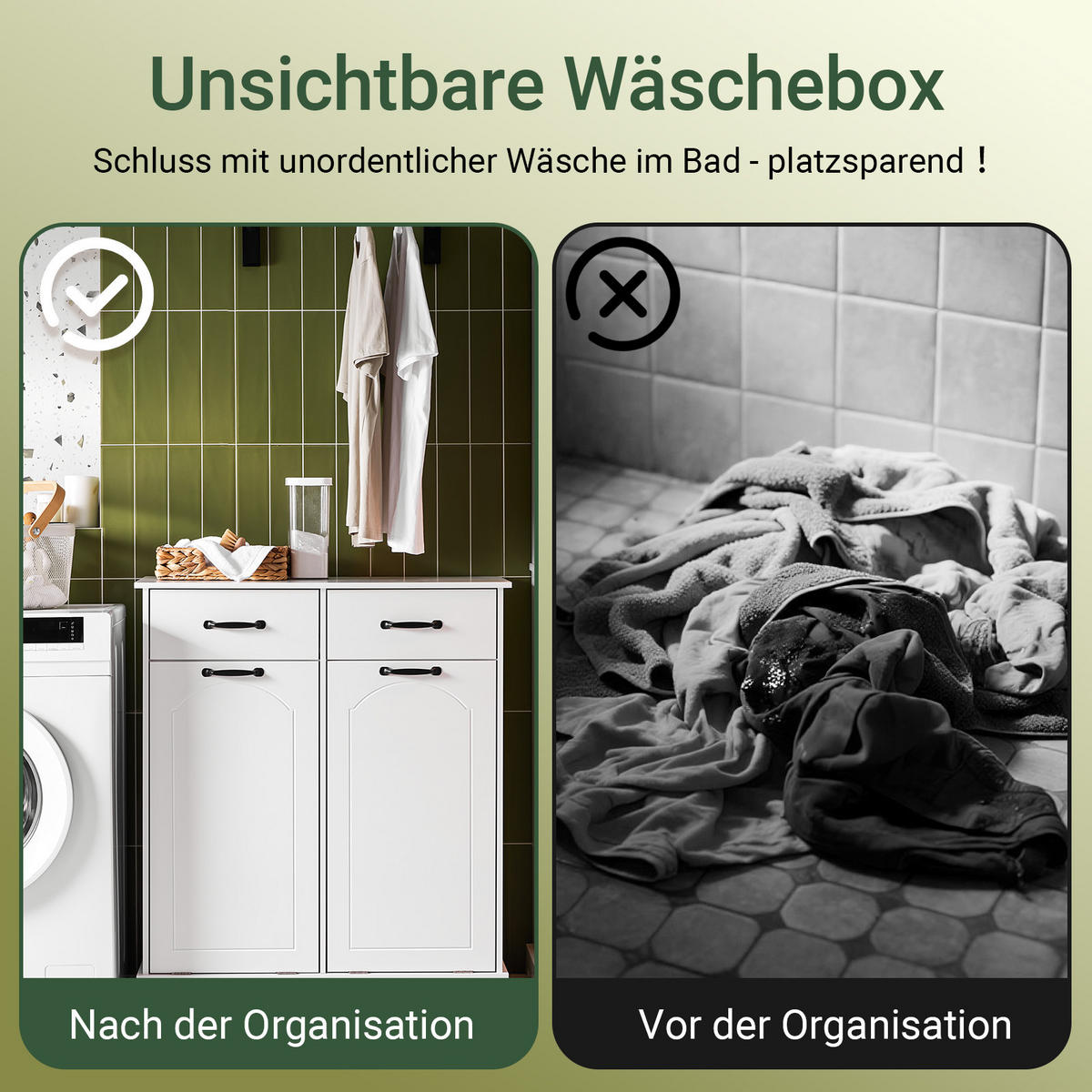 WÄSCHESCHRANK Weiß - Weiß, Holzwerkstoff (80/90/38cm) - SoBuy