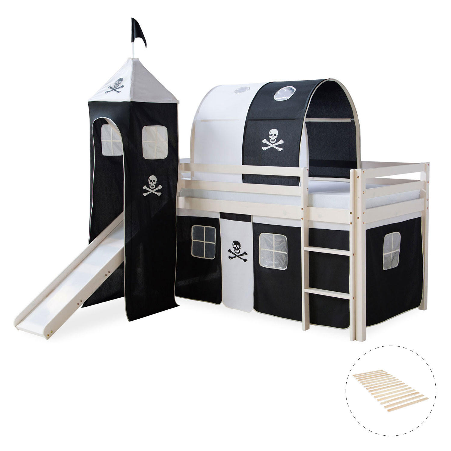 HOCHBETT 90/200 cm mit Lattenrost Pirat - Schwarz/Weiß, Holz - Homestyle4u