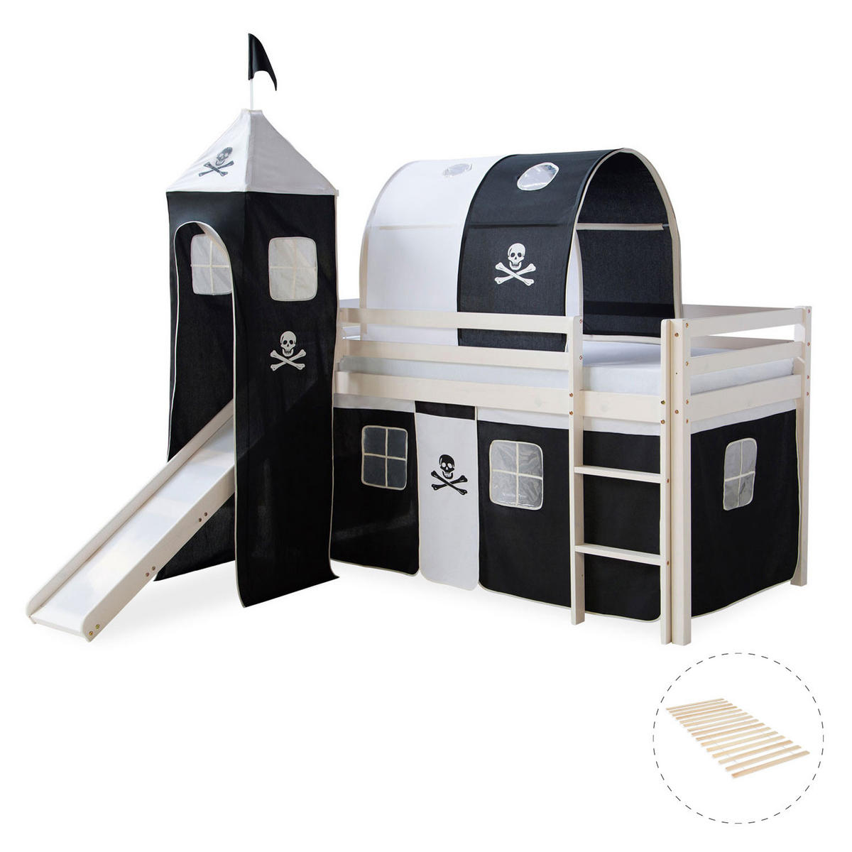 HOCHBETT 90/200 cm mit Lattenrost Pirat - Schwarz/Weiß, Holz - Homestyle4u