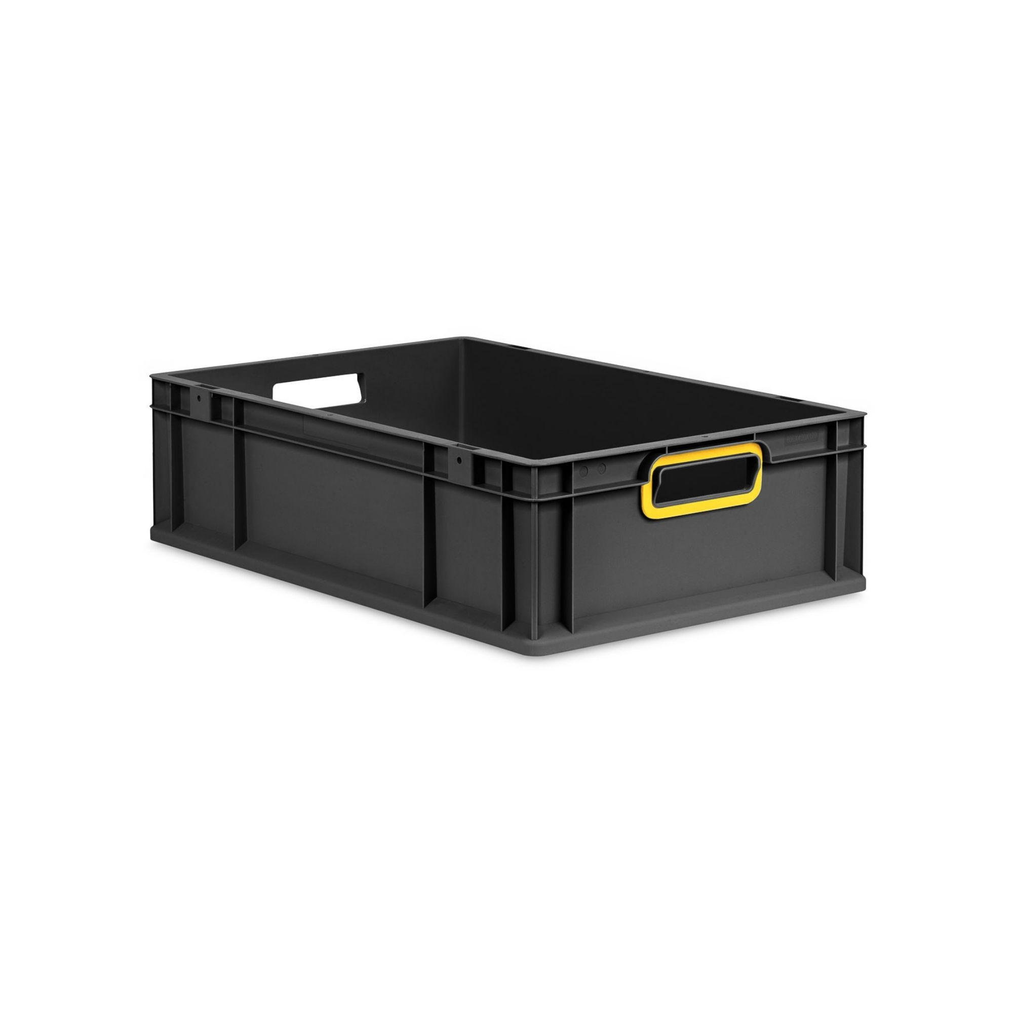 EUROBOX NextGen Color 17x40x60 cm 34 Liter Griffe gelb offen, Schwarz - Gelb/Schwarz, Kunststoff (40/17/60cm) - PROREGAL