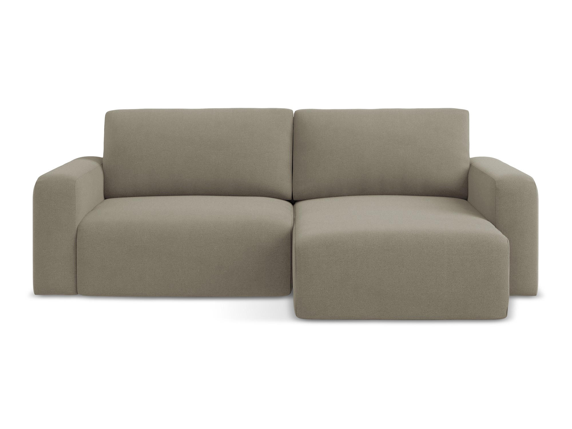 ECKSOFA mit Schlaffunktion rechts Strukturstoff Stoff Beige - Beige/Schwarz, Kunststoff/Textil (244/149cm) - Makamii