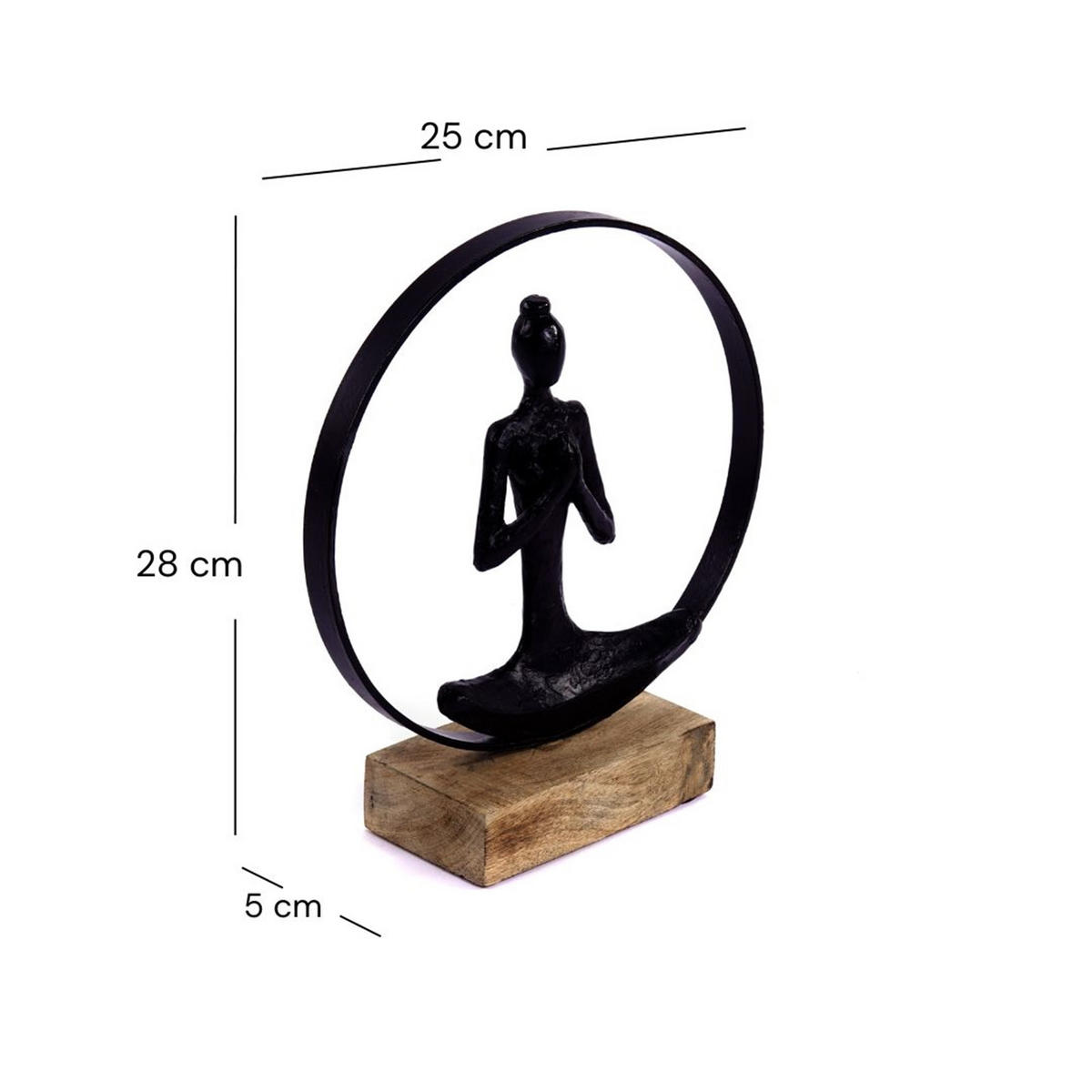 SKULPTUR Namaste Mangoholz-Sockel schwarz-natur - Schwarz, Holz (25/28/8cm) - CREEDWOOD